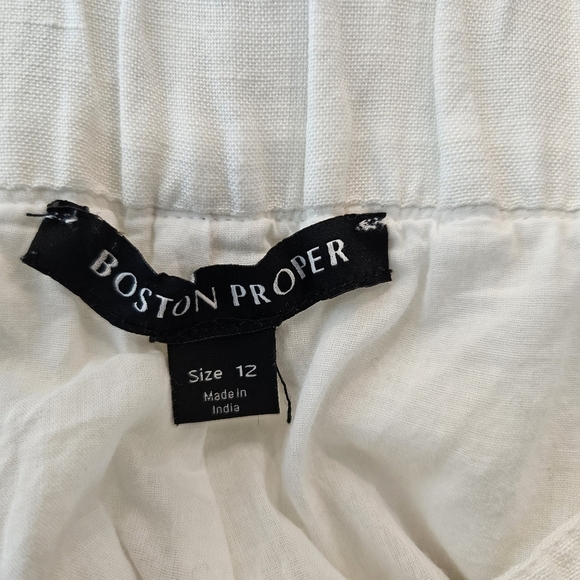 Boston Proper Linen Blend Wide Leg Pants Size 12 Lined Pockets - Picture 6 of 8